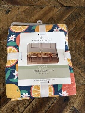NEW Seasonal Summer Fabric Tablecloth Floral 60” × 84”